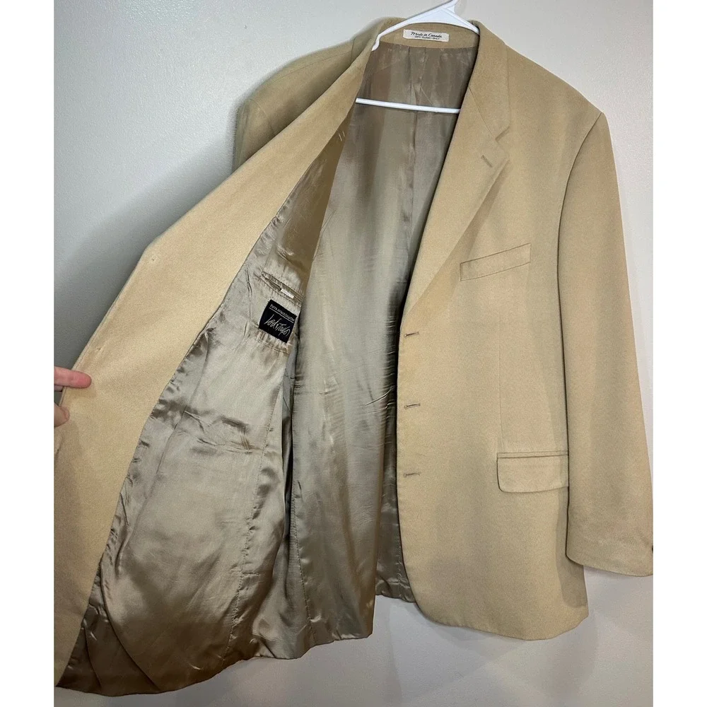 Lord‎ & Taylor Fifth Avenue Collection Mens Tan Microfiber Blazer Sport Coat 48